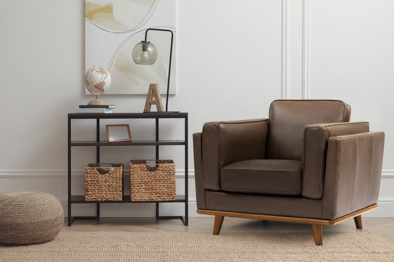 Valencia Artisan Top Grain Leather Accent Chair, Chocolate