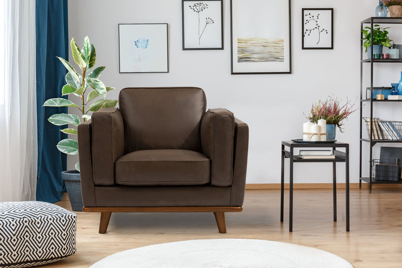 Valencia Artisan Top Grain Leather Accent Chair, Chocolate