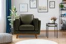 Valencia Artisan Top Grain Leather Accent Chair, Olive Green