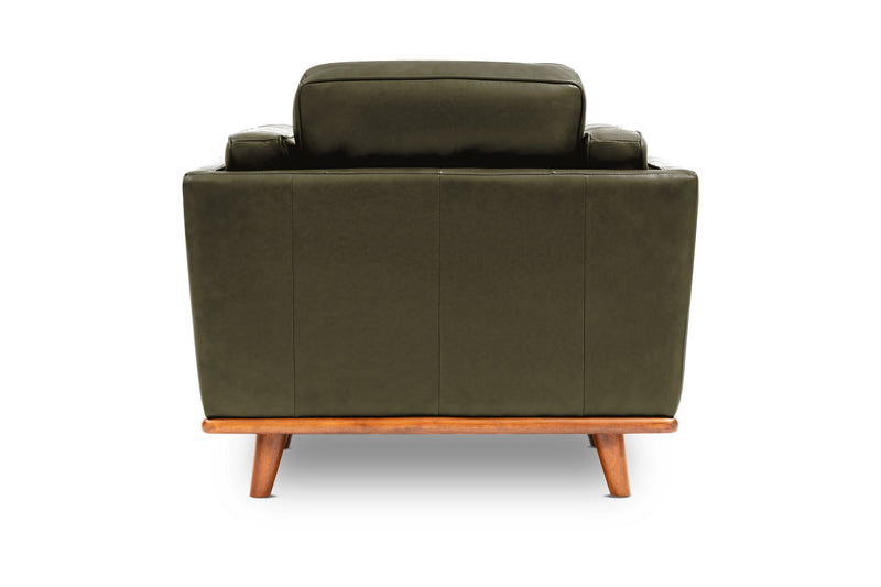 Valencia Artisan Top Grain Leather Accent Chair, Olive Green