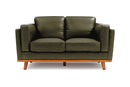 Valencia Artisan Top Grain Leather Loveseat Sofa, Olive Green