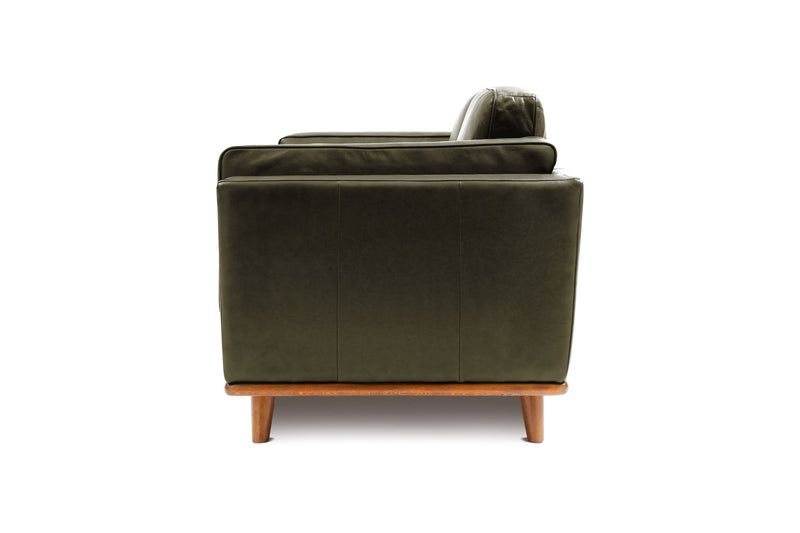 Valencia Artisan Top Grain Leather Loveseat Sofa, Olive Green