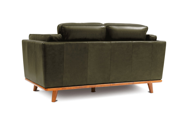 Valencia Artisan Top Grain Leather Loveseat Sofa, Olive Green