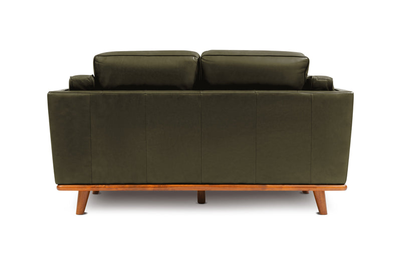 Valencia Artisan Top Grain Leather Loveseat Sofa, Olive Green