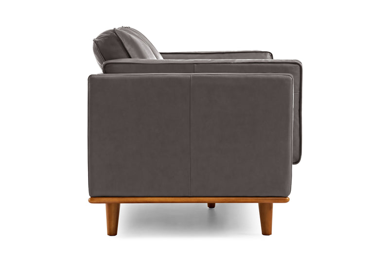 Valencia Artisan Top Grain Leather Loveseat Sofa, Modern Grey