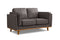 Valencia Artisan Top Grain Leather Loveseat Sofa, Modern Grey