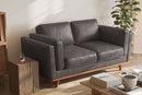 Valencia Artisan Top Grain Leather Loveseat Sofa, Modern Grey