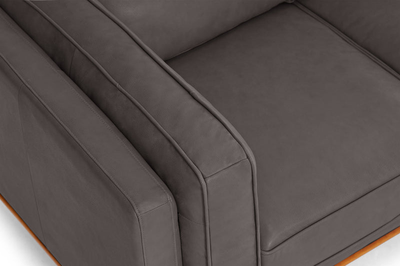 Valencia Artisan Top Grain Leather Loveseat Sofa, Modern Grey