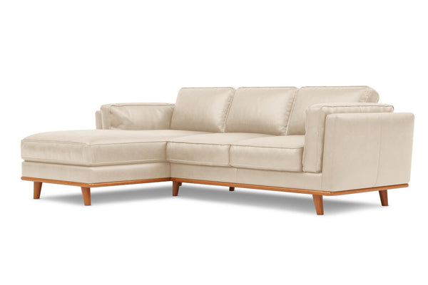 Valencia Artisan Top Grain Leather Three Seats with Left Chaise Sofa, Beige