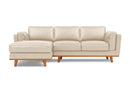 Valencia Artisan Top Grain Leather Three Seats with Left Chaise Sofa, Beige