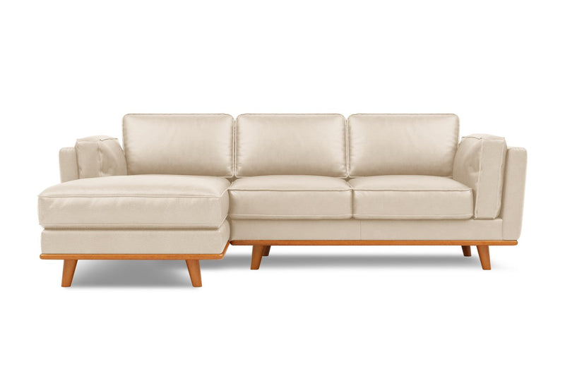 Valencia Artisan Top Grain Leather Three Seats with Left Chaise Sofa, Beige