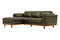Valencia Artisan Top Grain Leather Three Seats with Left Chaise Leather Sofa, Olive Green