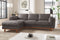 Valencia Artisan Top Grain Leather Three Seats with Left Chaise Sofa, Modern Grey