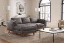 Valencia Artisan Top Grain Leather Three Seats with Left Chaise Sofa, Modern Grey