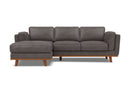 Valencia Artisan Top Grain Leather Three Seats with Left Chaise Sofa, Modern Grey