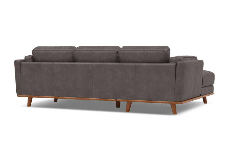 Valencia Artisan Top Grain Leather Three Seats with Left Chaise Sofa, Modern Grey