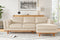Valencia Artisan Top Grain Leather Three Seats with Right Chaise Sofa, Beige