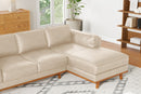Valencia Artisan Top Grain Leather Three Seats with Right Chaise Sofa, Beige