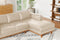 Valencia Artisan Top Grain Leather Three Seats with Right Chaise Sofa, Beige