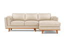 Valencia Artisan Top Grain Leather Three Seats with Right Chaise Sofa, Beige