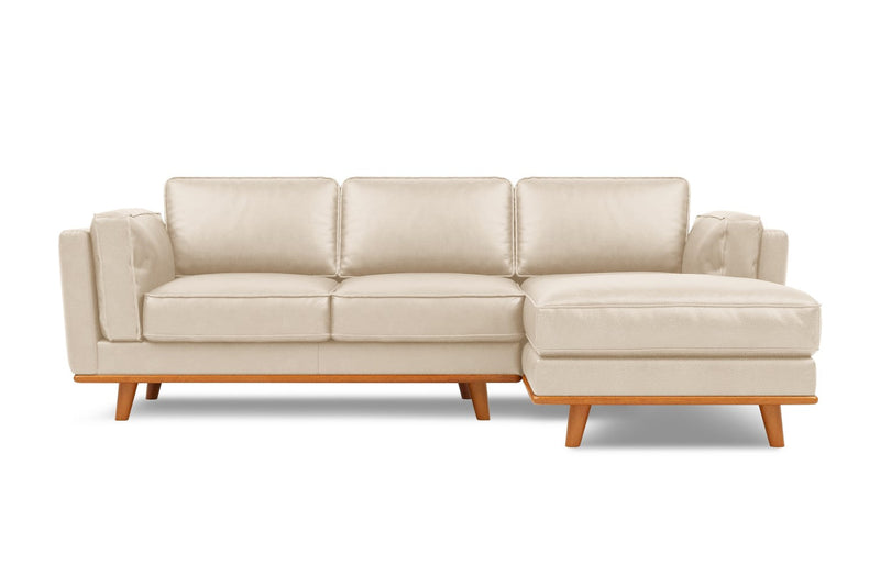 Valencia Artisan Top Grain Leather Three Seats with Right Chaise Sofa, Beige