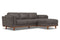 Valencia Artisan Top Grain Leather Three Seats with Right Chaise Sofa, Modern Grey