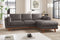 Valencia Artisan Top Grain Leather Three Seats with Right Chaise Sofa, Modern Grey