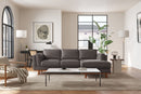 Valencia Artisan Top Grain Leather Three Seats with Right Chaise Sofa, Modern Grey