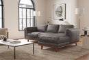 Valencia Artisan Top Grain Leather Three Seats with Right Chaise Sofa, Modern Grey