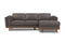 Valencia Artisan Top Grain Leather Three Seats with Right Chaise Sofa, Modern Grey