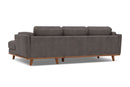 Valencia Artisan Top Grain Leather Three Seats with Right Chaise Sofa, Modern Grey