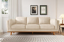 Valencia Artisan Top Grain Leather Wide Three Seats Sofa, Beige