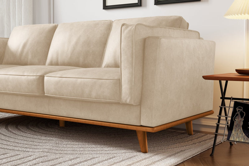 Valencia Artisan Top Grain Leather Wide Three Seats Sofa, Beige