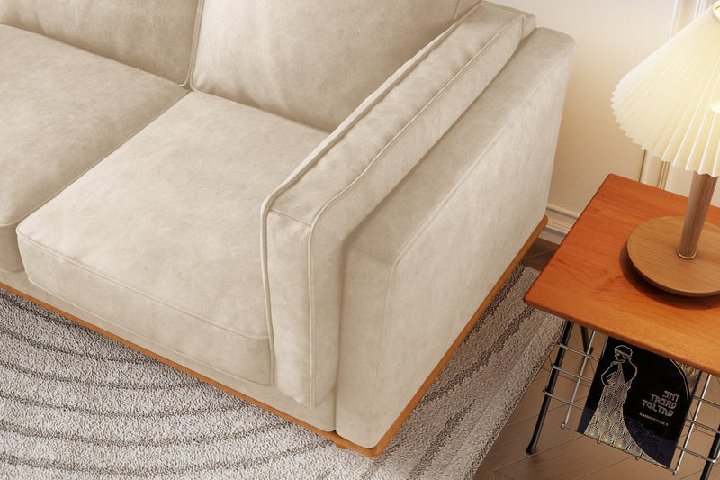 Valencia Artisan Top Grain Leather Wide Three Seats Sofa, Beige