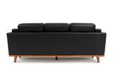 Valencia Artisan Top Grain Leather Wide Three Seats Sofa, Black