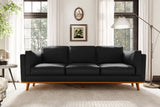 Valencia Artisan Top Grain Leather Wide Three Seats Sofa, Black