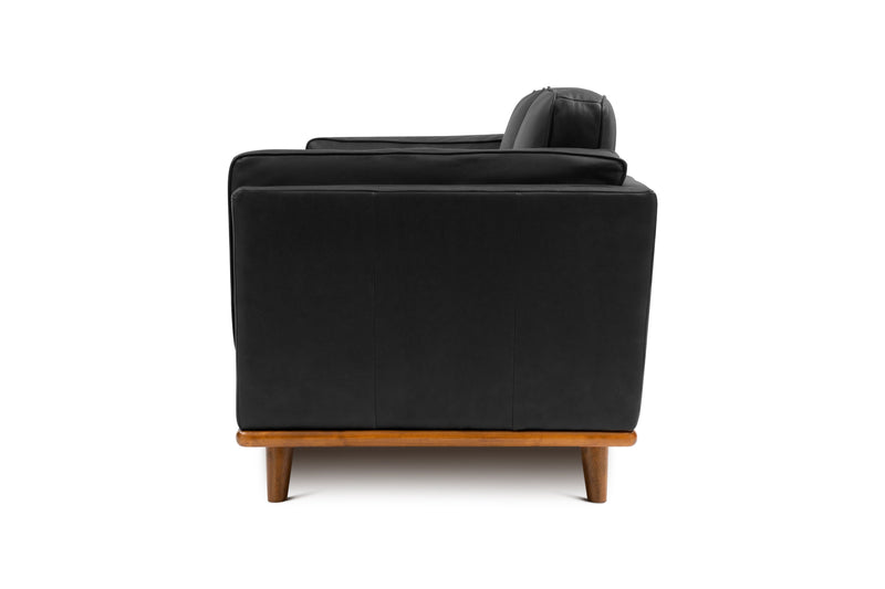 Valencia Artisan Top Grain Leather Wide Three Seats Sofa, Black