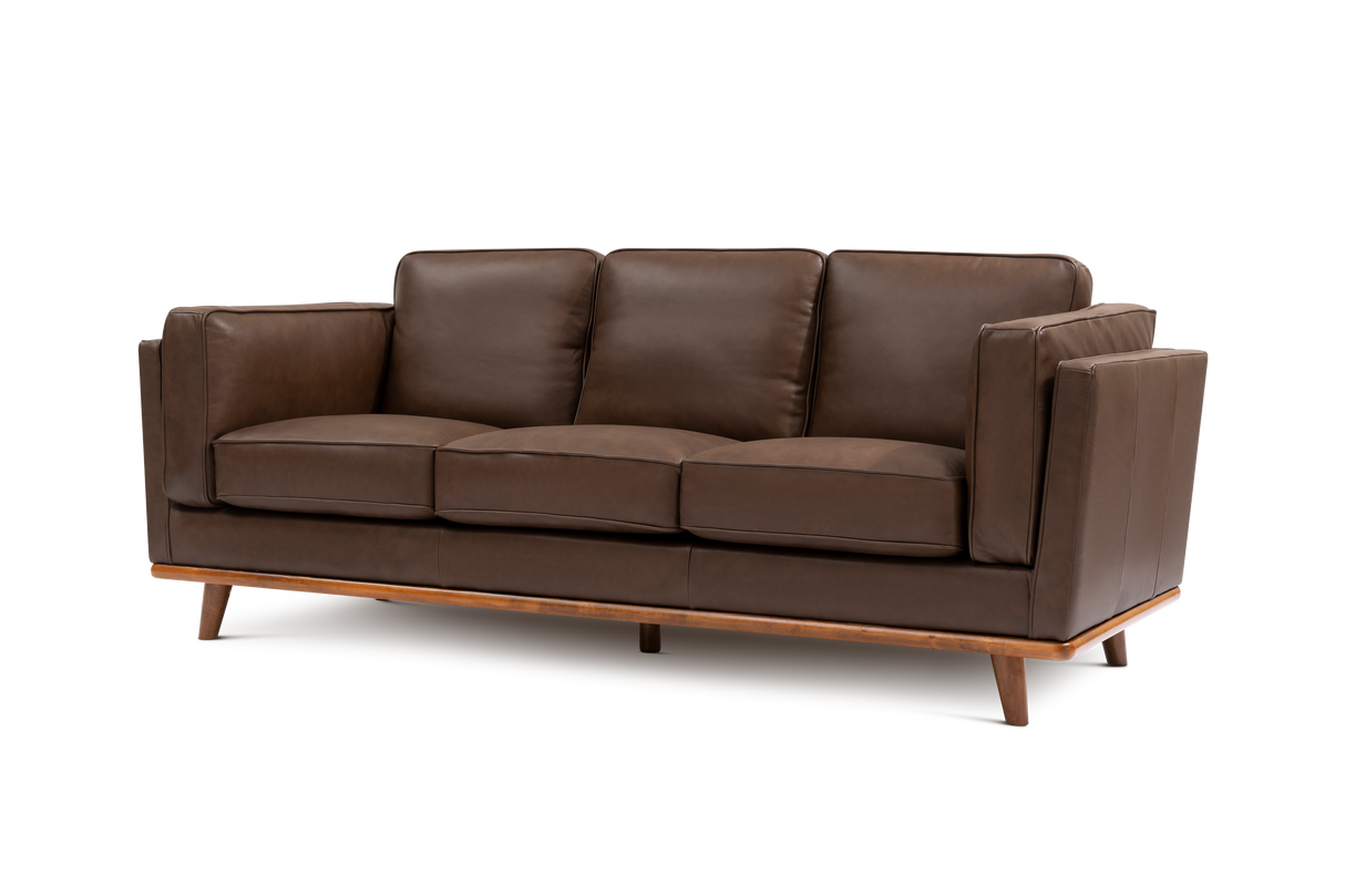 Valencia Artisan Top Grain Leather Wide Three Seats Sofa, Chocolate