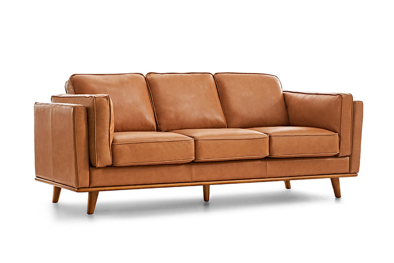 Valencia Artisan Top Grain Leather Wide Three Seats Sofa, Cognac
