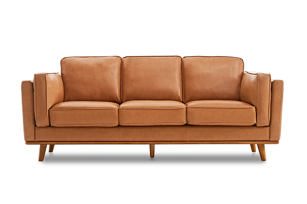 Valencia Artisan Top Grain Leather Wide Three Seats Sofa, Cognac