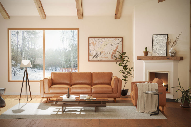 Valencia Artisan Top Grain Leather Wide Three Seats Sofa, Cognac