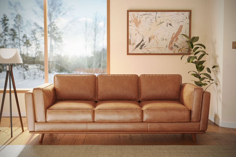 Valencia Artisan Top Grain Leather Wide Three Seats Sofa, Cognac