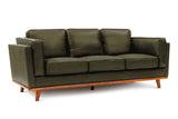 Valencia Artisan Top Grain Leather Wide Three Seats Sofa, Olive Green
