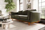 Valencia Artisan Top Grain Leather Wide Three Seats Sofa, Olive Green