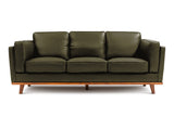 Valencia Artisan Top Grain Leather Wide Three Seats Sofa, Olive Green