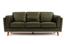 Valencia Artisan Top Grain Leather Wide Three Seats Sofa, Olive Green