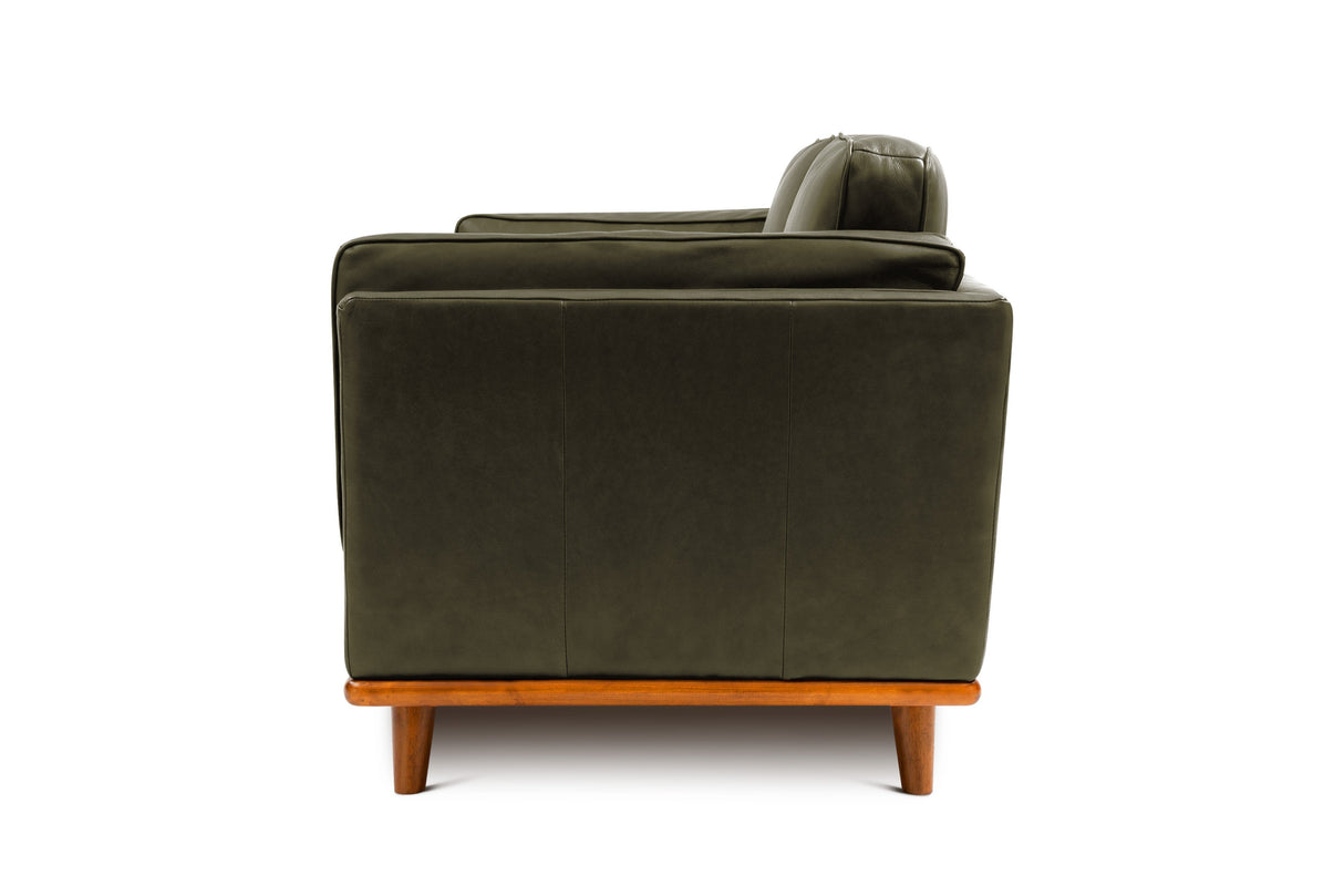 Valencia Artisan Top Grain Leather Wide Three Seats Sofa, Olive Green