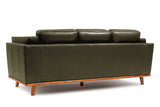 Valencia Artisan Top Grain Leather Wide Three Seats Sofa, Olive Green