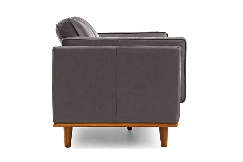 Valencia Artisan Top Grain Leather Wide Three Seats Sofa, Modern Grey