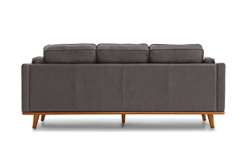 Valencia Artisan Top Grain Leather Wide Three Seats Sofa, Modern Grey
